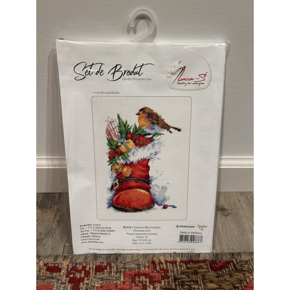 LUCA-S Counted Cross Stitch Kit Christmas Boot B2310 NOS Sealed